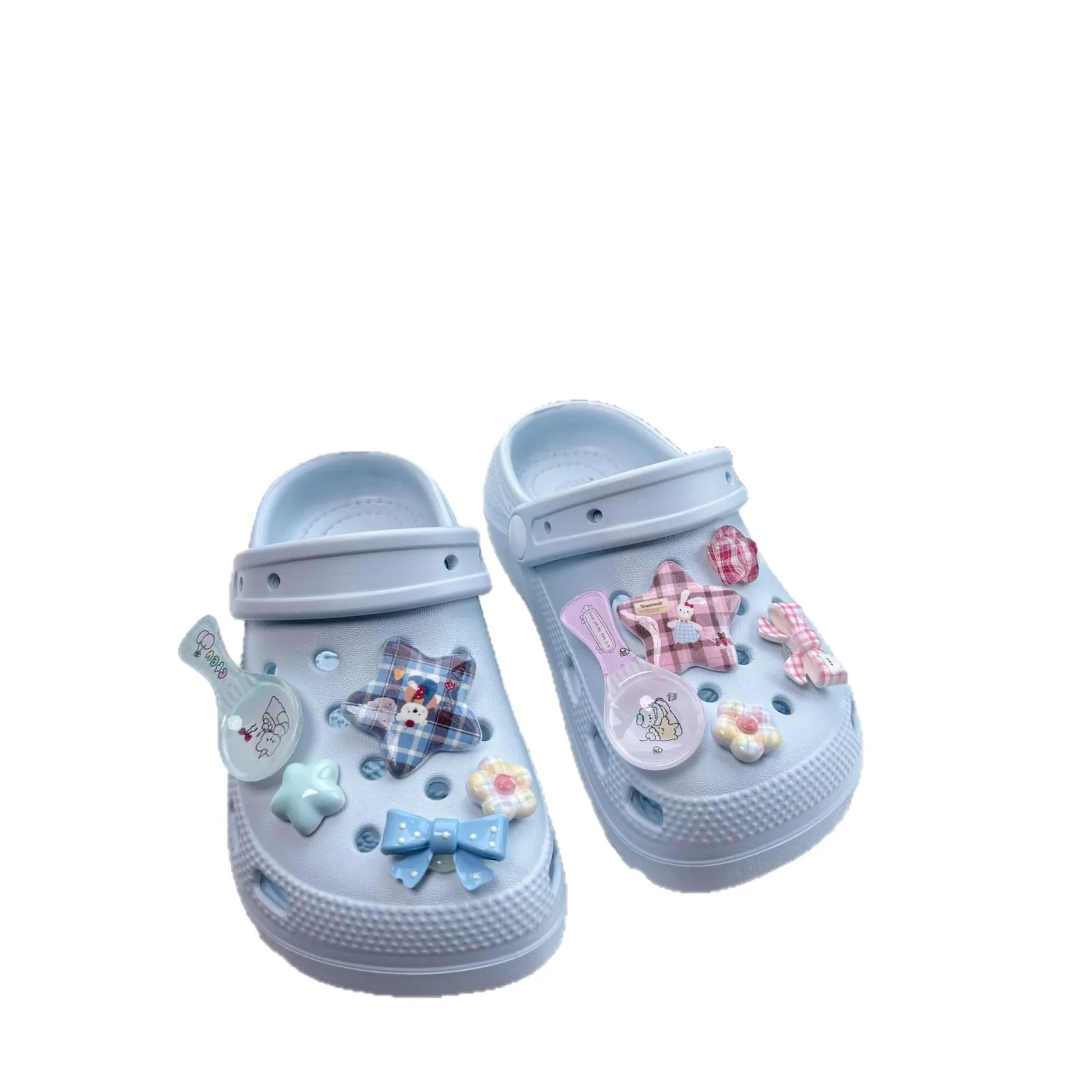 Picture 6: 10Pcs Blue Pink Series Bow Shoe Charms Set Kawaii Resin Decoration Accessories Removable Shoes Accessories Xmas Party Gifts
