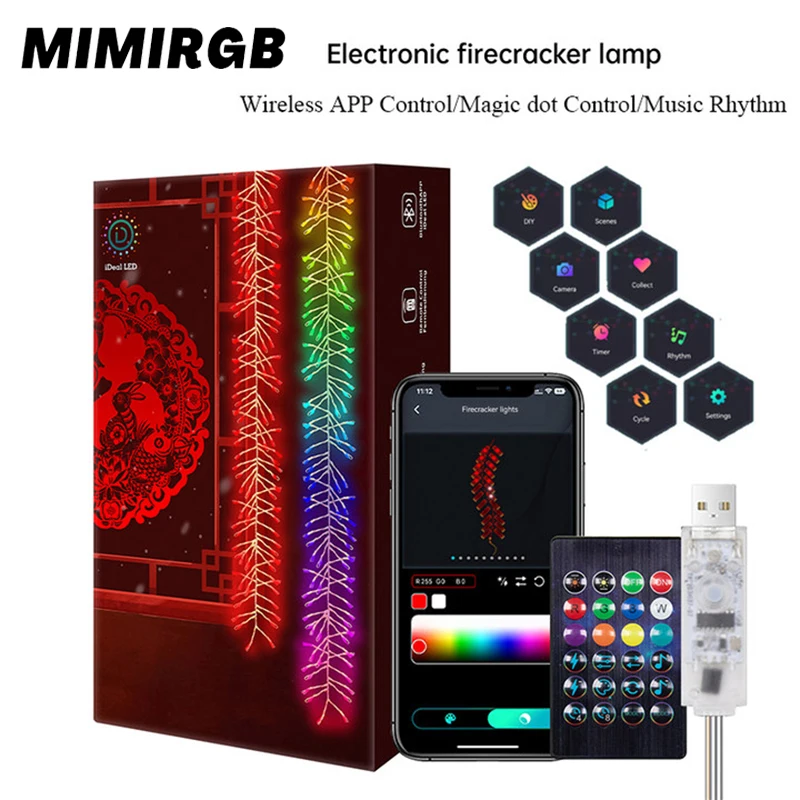 Imagem -06 - Inteligente Led Rgb Eletrônico Firecracker Luz Corda Teto Pingente Luz Bluetooth App Controle Faça Você Mesmo Ano Novo Decoração da Porta de Casa