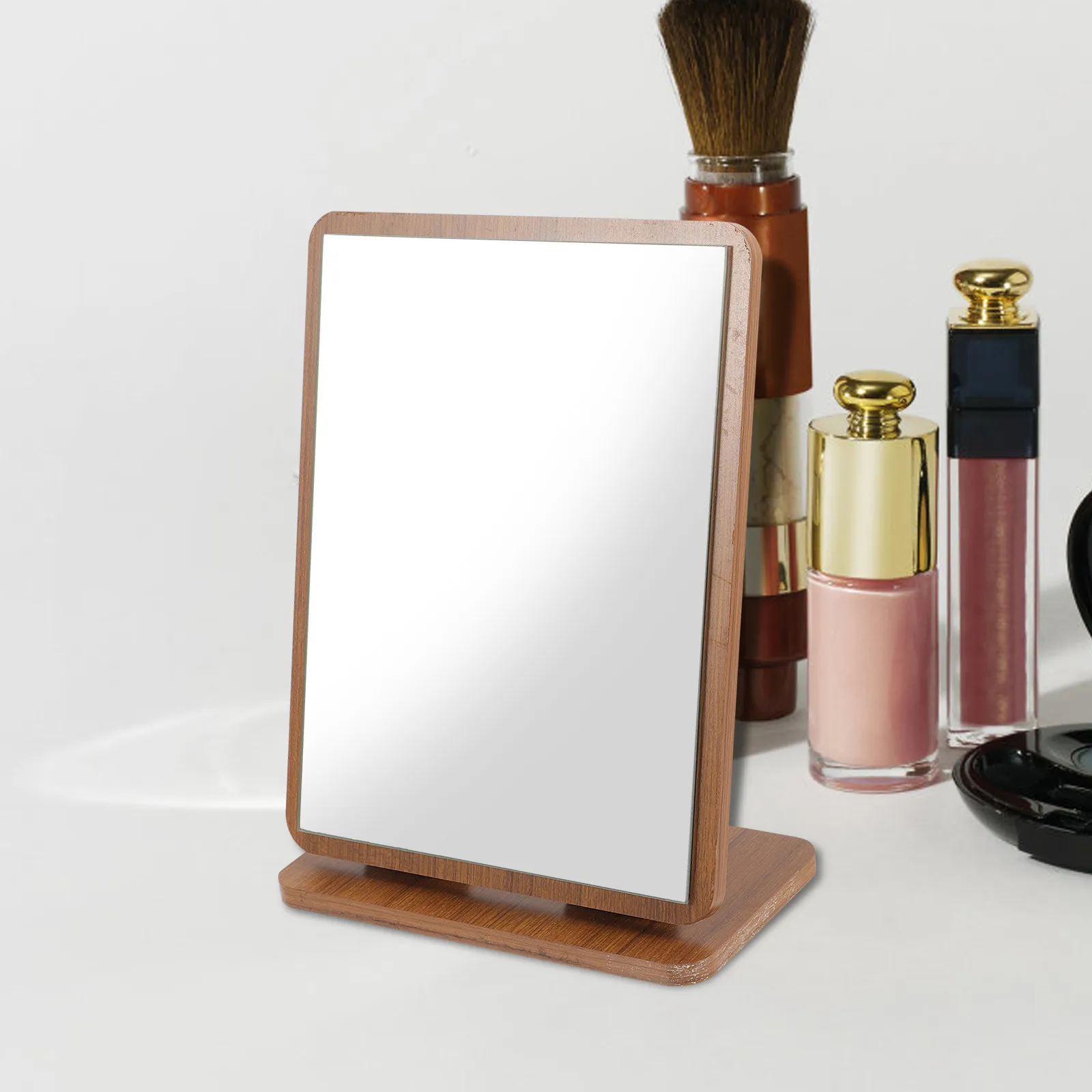 

Вращающееся зеркало для макияжа, деревянное настольное зеркало для туалетного столика, регулируемое, для ухода за кожей, идеальный подарок для женщин, любящих красоту