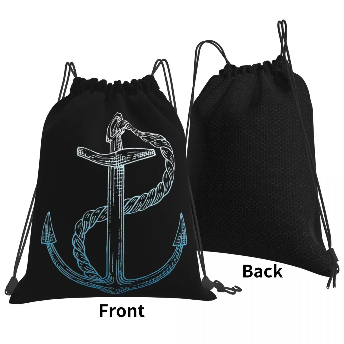 Boat Anchor Illustration Drawing Backpacks Multi-function Portable Drawstring Bags Sports Bag Book Bags For Man Woman School