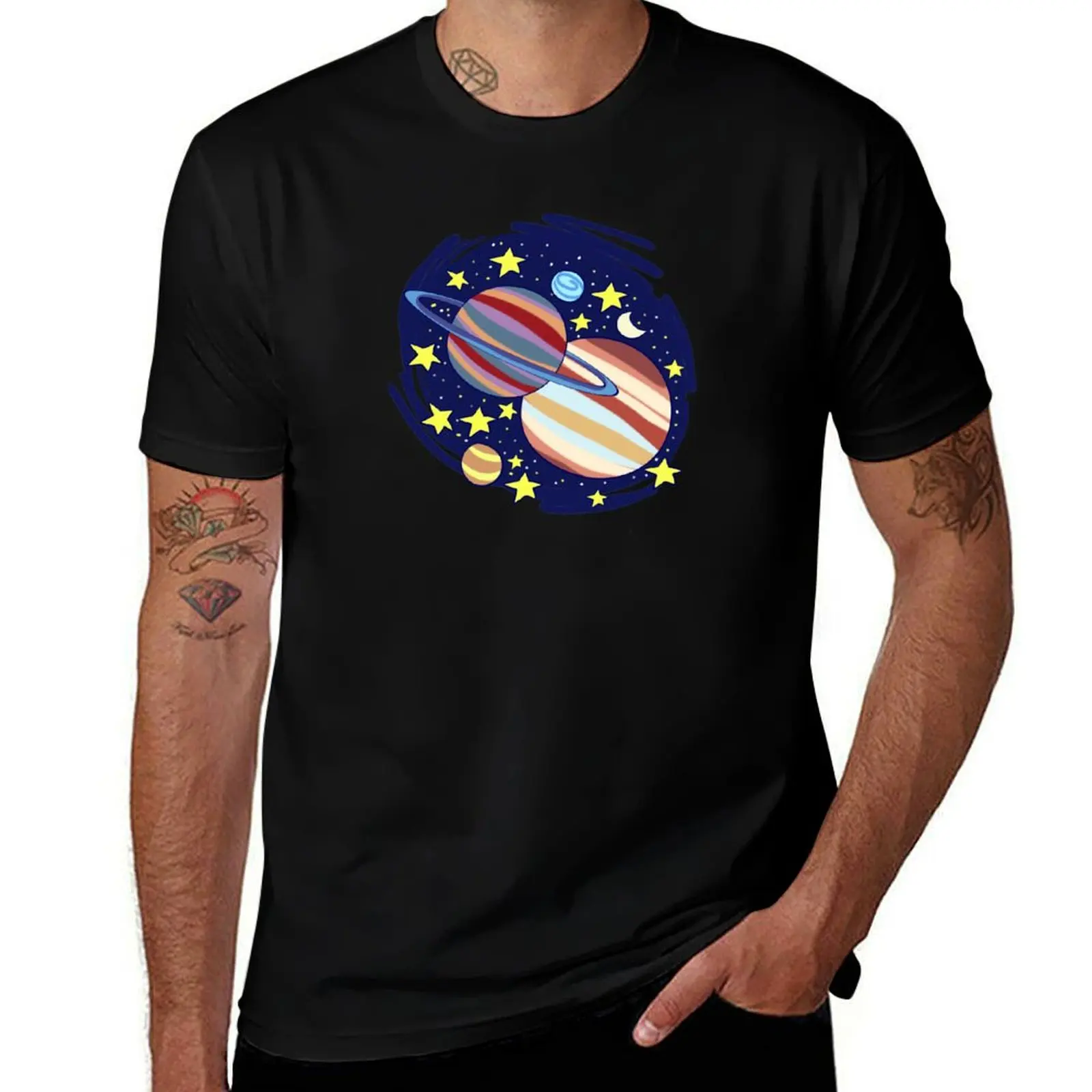 The Great Conjunction (Jupiter and Saturn) T-Shirt Large Size Breathable Tee T-Shirt