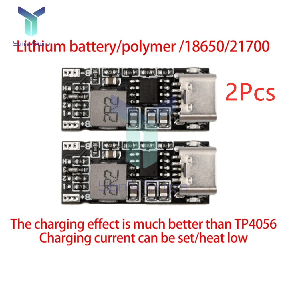 2 szt. 18650/21700 moduł ładowania baterii litowej 5V do 4.2V/4.35V 0,5A 1A 2A bateria litowa szybkie ładowanie wejścia płytka drukowana typu C