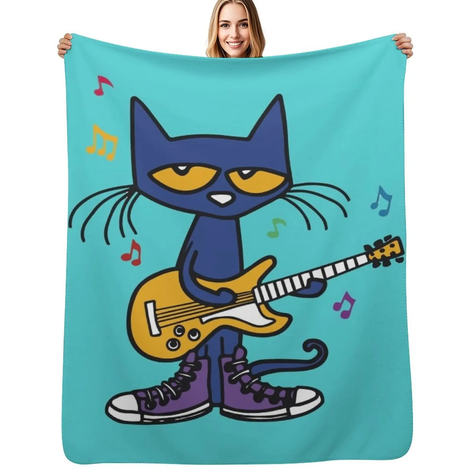 

Pete the cat playing guitar Throw Blanket Furry Giant Sofa Decorative Beds Quilt Blankets