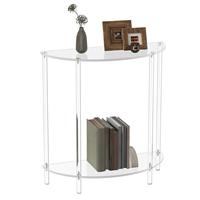 Acrylic Side Table Minimalist Accent Table Easy Assembly Portable Clear End Table 2 Tier Nightstand for Home Bathroom Decor
