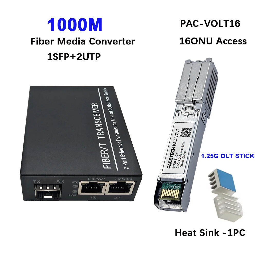 Mini OLT Micro Gpon Olt Stick منفذ واحد 2 في 1 منفذ Ftth Fttx 4G 5G Sc Upc Sfp Rj45 ألياف صغيرة مدمجة معدنية OLT