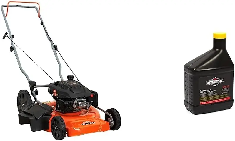 21 in. 170cc 2-in-1 Gas Walk Behind Push Lawn Mower with High Rear Wheels & Briggs & Stratton 100005 SAE 30W Engine Oil - 18 Oz