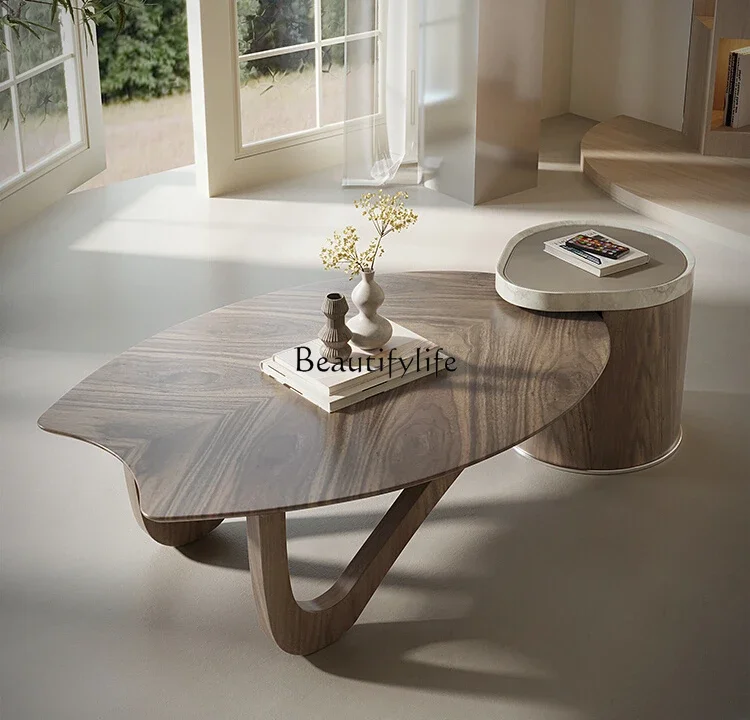 

FG28Special-Shaped Leaves Tea Table Chinese Ancient Style Combination Designer Living Room Advanced Smoked Wooden Tea Table