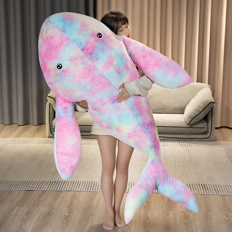 

60-120CM Giant Kawaii Soft Whale Plush Toy Cartoon Animal Colorful Fish Stuffed Doll aby Sleeping Pillow Cushion Girlfriend Gift