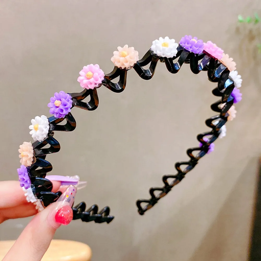 

Korean Double Bangs Hairpin Hairband Colorful Flower Braided Children's Wave Hair Hoop Princess Kawaii Kids Teeth Headband Party