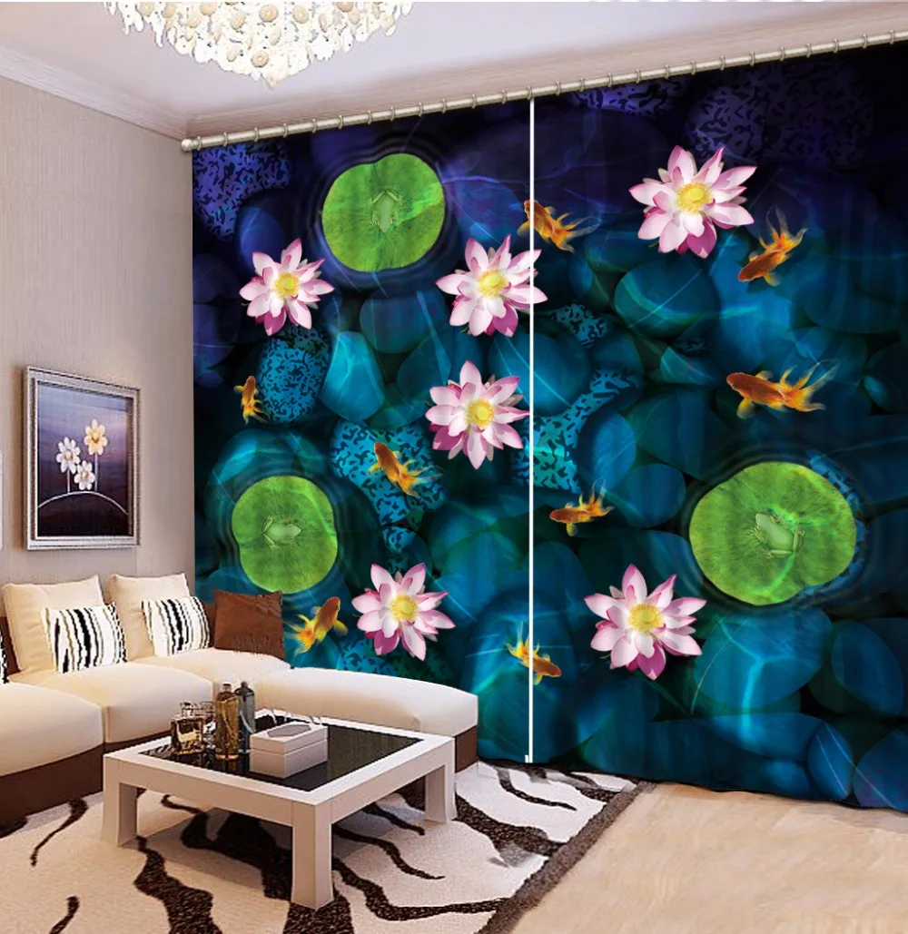 

Top Classic 3D European Style blackout curtains for bedroom louts flower green leaf 3d curtains