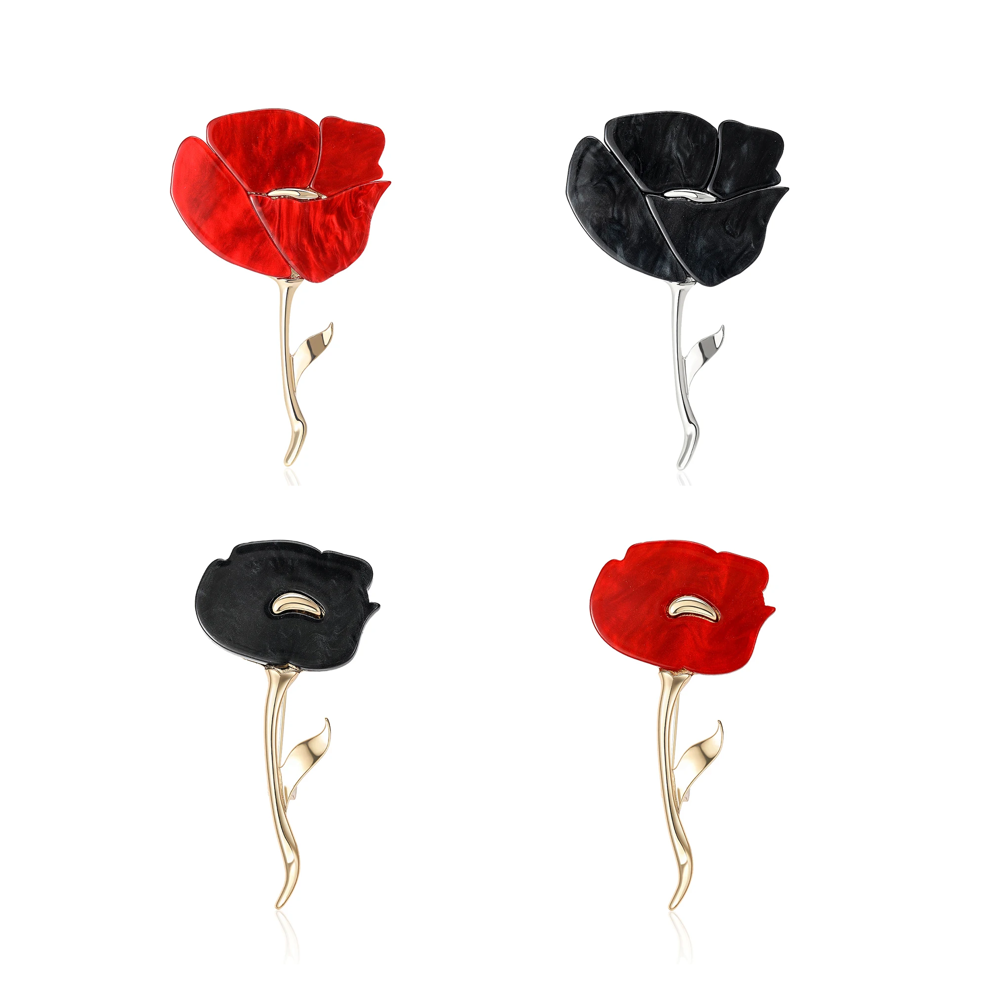 Beaut&Berry Trendy Resin Rose Flower Brooches for Women Unisex Plant Lapel Pins Office Party Casual Accessories Gifts