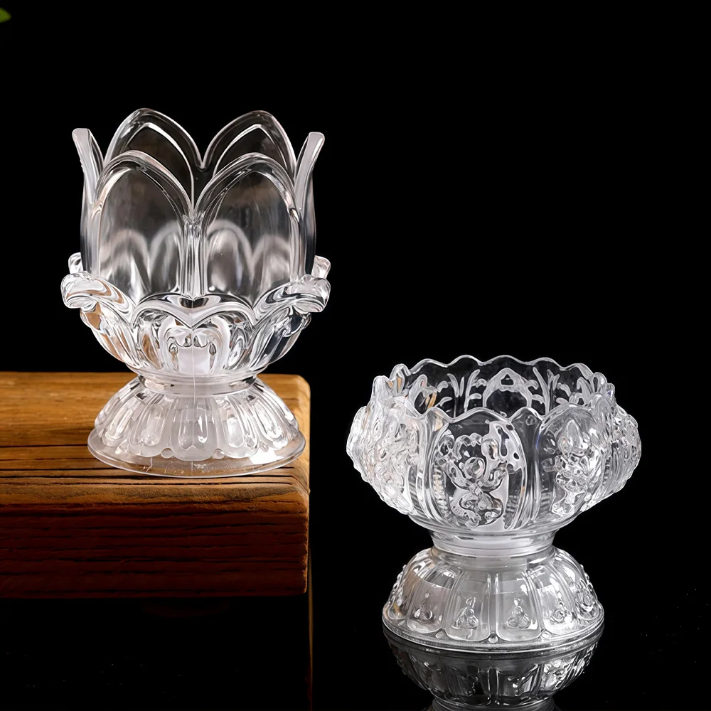 كريستال لوتس شمعة مصباح LED البوذية يقدم ضوء دخاني ليلة أبدية مصباح لوتس الشمعدان ديكور المنزل #3