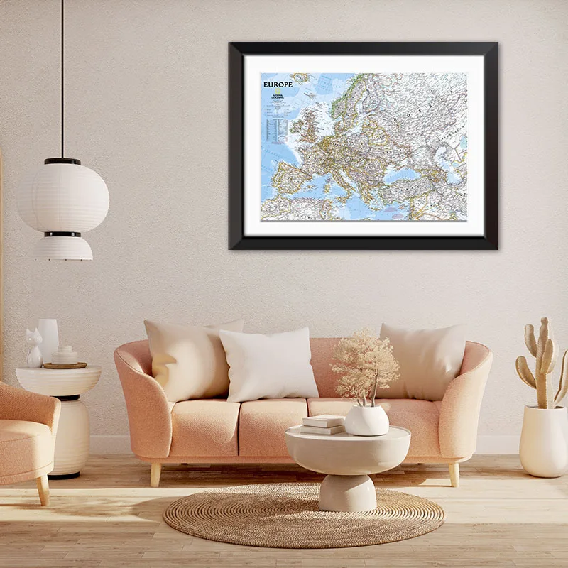 접이식 벽 포스터 유럽지도 영어 학교 용품 빈티지 장식 여행지도 Unframed Home Decor