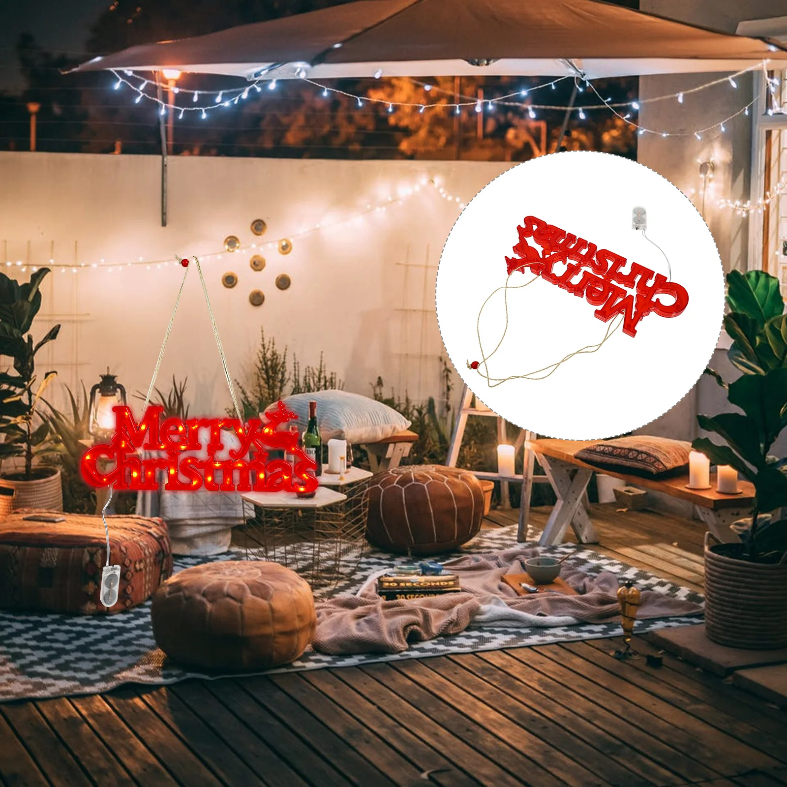 عيد الميلاد جارلاند رسالة ضوء مجلس شنقا الزخرفية ضوء عيد الميلاد إكليل مصباح للمنزل حديقة الطرف الديكور #4