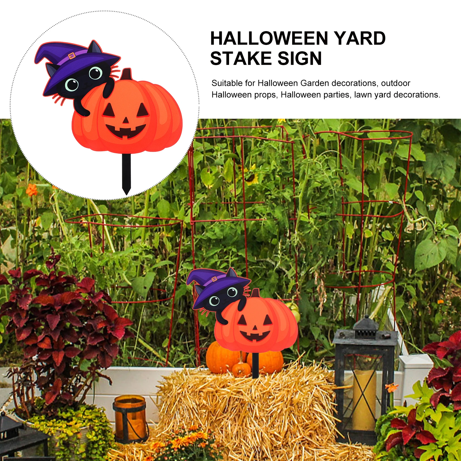 

Halloween Cat Pumpkin Yard Decorations 3mm Acrylic Signs Outdoor Garden Party Props Lawn Stake Insert Halloween Advertising