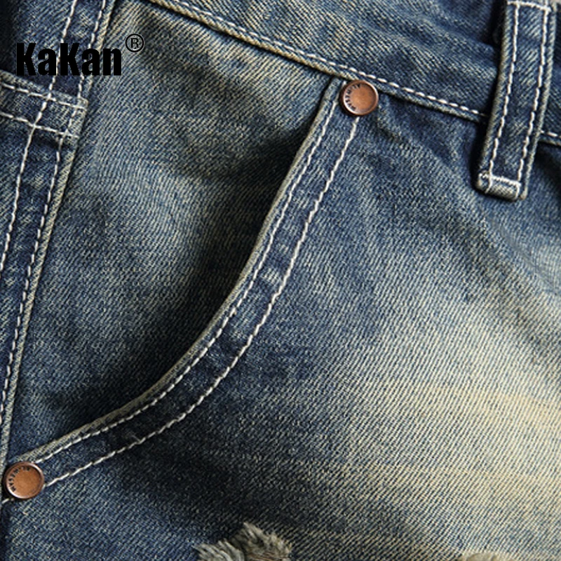 Kakan - New Men's Big Hole Jeans, Y2k Fashion Trend Personalized Straight Leg Slim Fit Long Jeans Summer Denim Pants