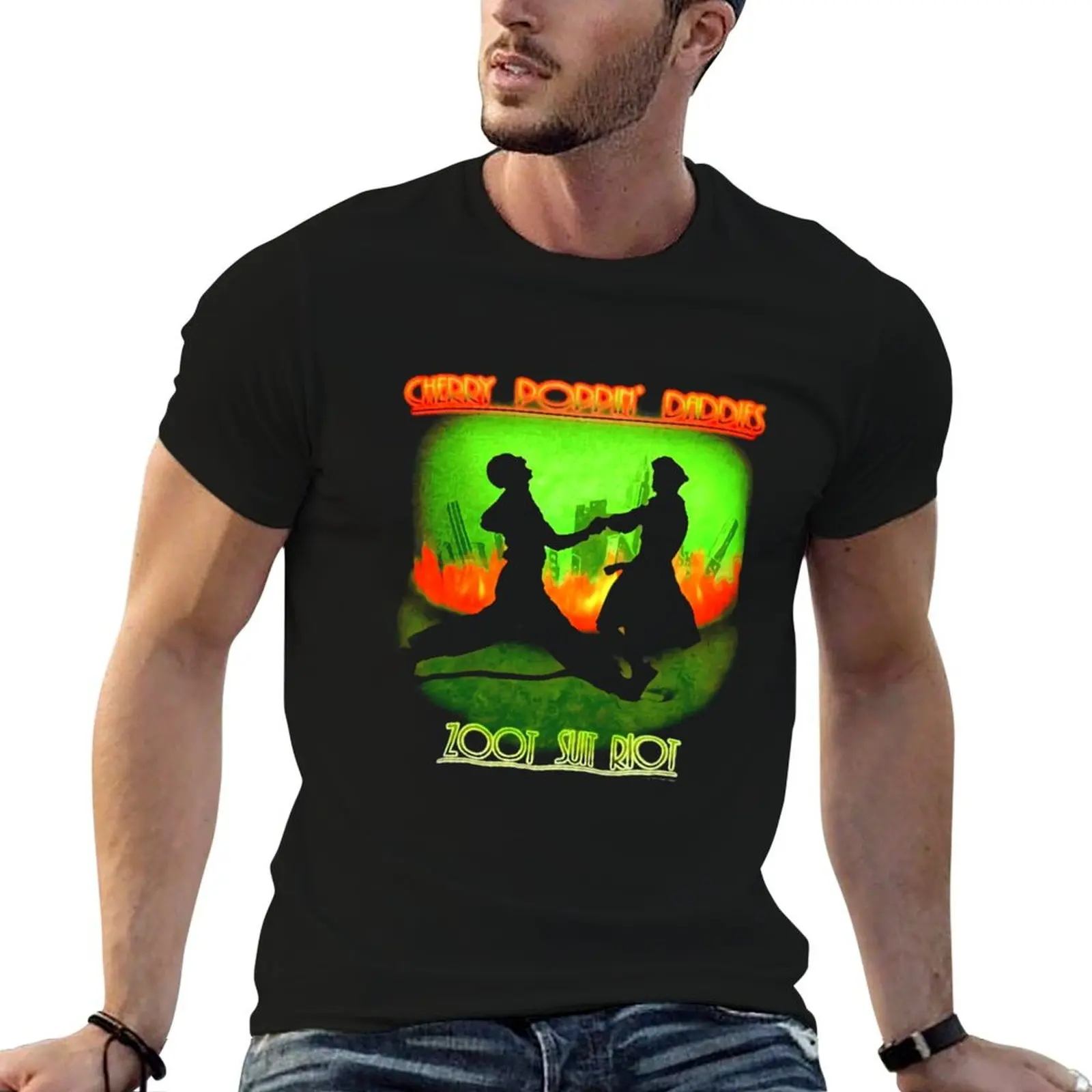 1998 Cherry Poppin' Daddies Vintage Swing Revival T-Shirt Soft Anti-Shrink Cotton Tee