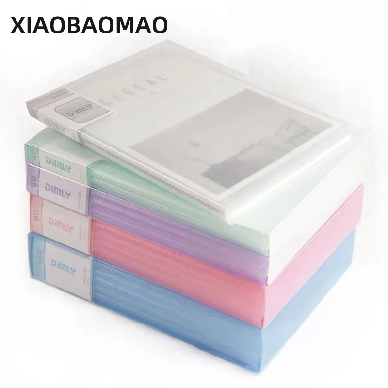 A4 Color Transparent file bag 20 30 40 60pages Data book Large capacity file folder portfolio Office stationery