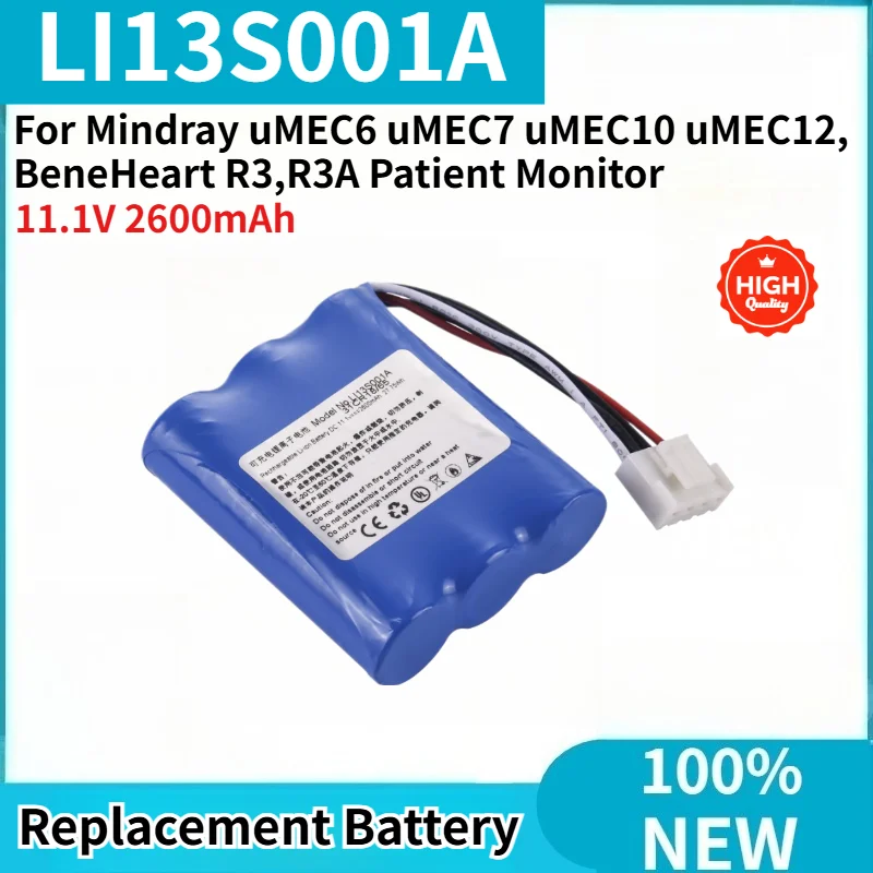 LI13S001A Battery for Mindray uMEC6 uMEC7 uMEC10 uMEC12,BeneHeart R3,R3A Patient Monitor Replacement Battery 11.1V 2600mAh