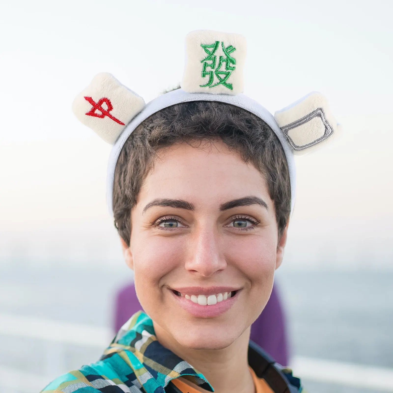 

2Pcs Mahjong Headband for Girls Soft Flannel Hairband Cute Cartoon Design Face Washing Skincare Spa Headband Women Kids Daily