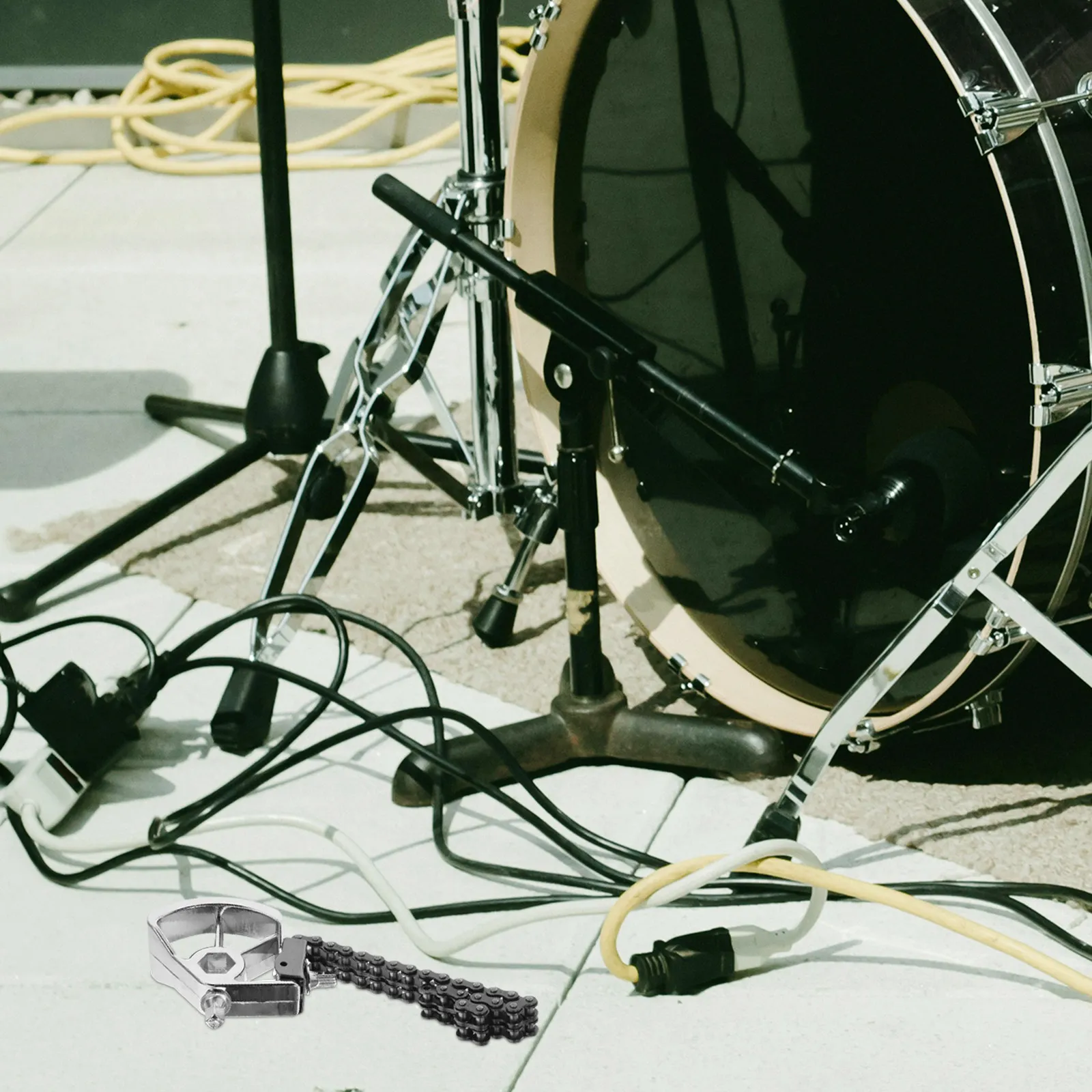 

Single Bass Drum Pedal Double Chain Drive Adjustable Sensitivity For Jazz Drums Electronic Pad Silver Instrument Parts