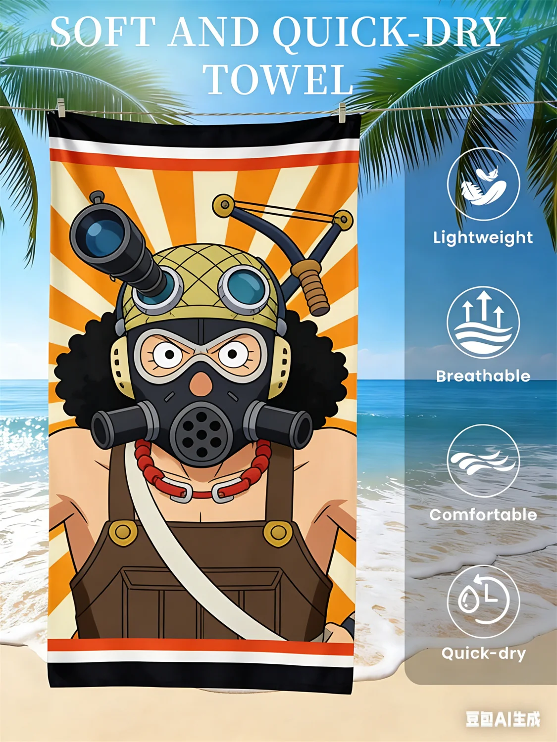 

Пляжное полотенце One Piece Monkey D. Luffy, эксклюзивное лимитированное издание для фанатов аниме, с пиратской тематикой, для пляжа, бассейна и ванной комнаты.