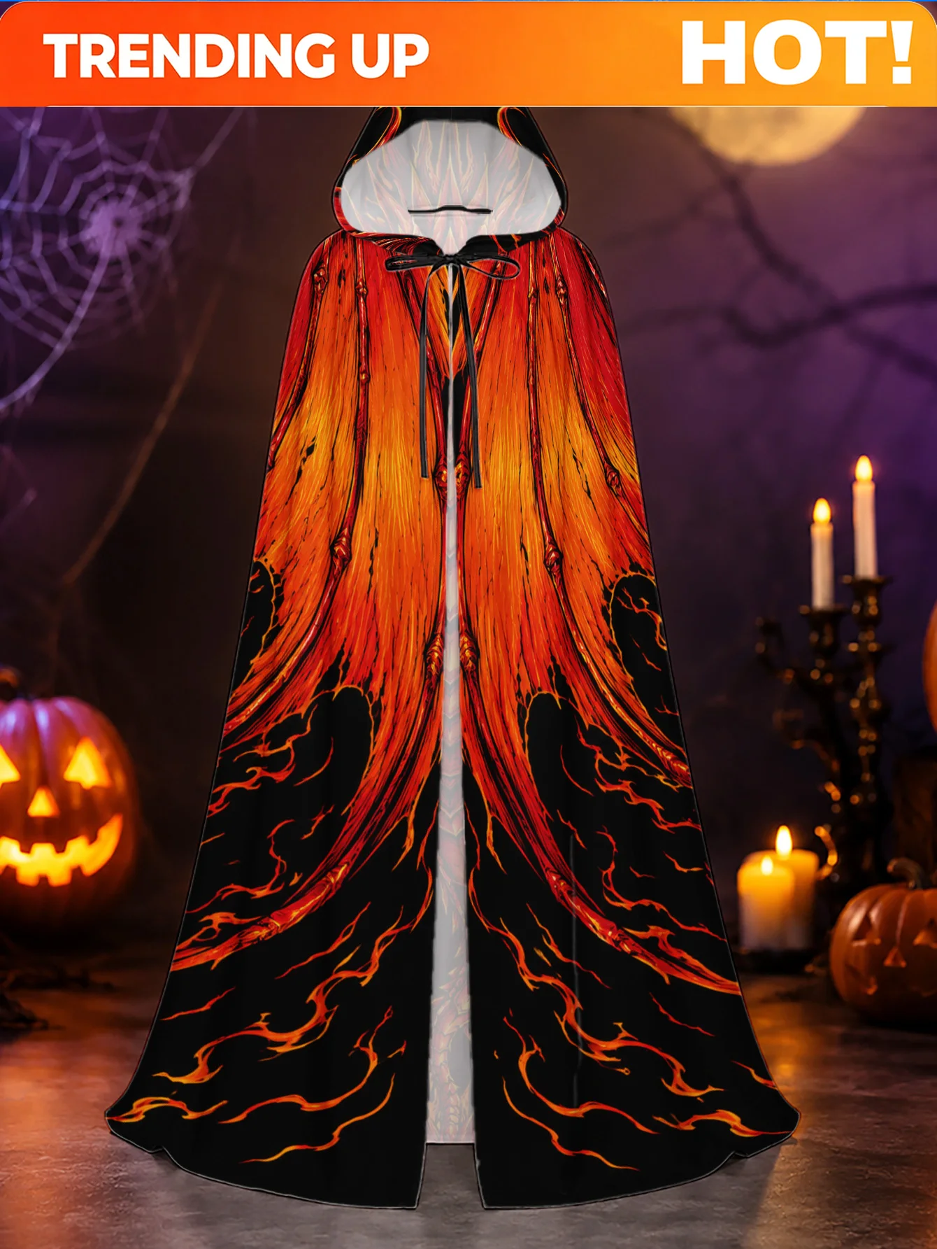 Customization 1pc Men' & Fiery Dragon Hooded Robe Cloak - Dragon-Themed Costume Suitable For Halloween, Christmas Parties