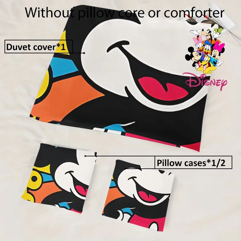 2/3 قطعة ديزني ميكي وستيتش طقم غطاء لحاف بدون حشو غطاء سرير ناعم ، صديقة للبشرة وتنفس طقم سرير هدية عيد
