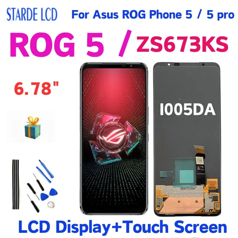 

6.78" Original LCD For Asus ROG 5 ROG Phone 5 ZS673KS I005DA LCD Display Touch Screen Digitizer Assembly For Asus ZS673KS LCD