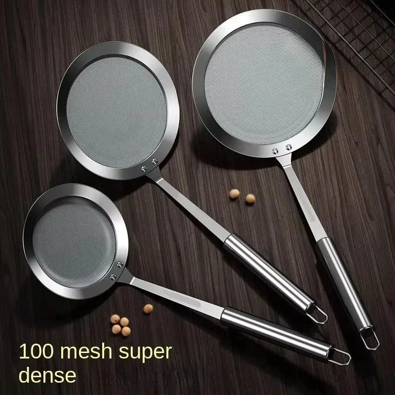 2pcs Stainless Steel Fine Mesh Strainer Filter Sieve Colander Soy Juice Coffee Tea Flour Home Kitchen Accessories Supplies Tools