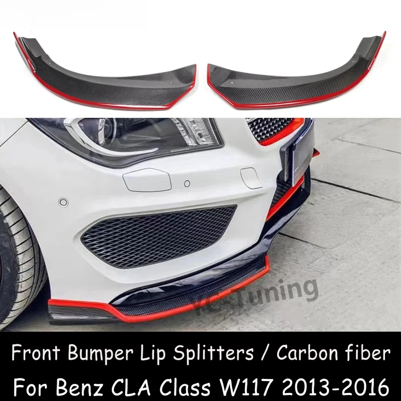 

W117 Red line Carbon Fiber Front Bumper Lip Sps Cover For CLA Class C117 CLA180 CLA200 CLA250 Package 2013-2016