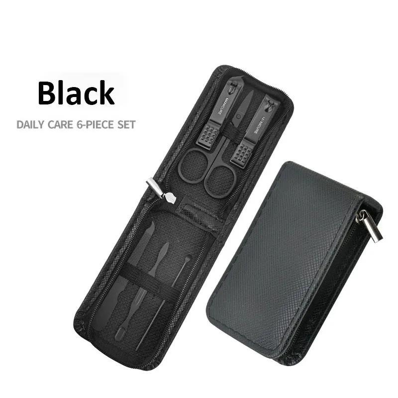 - 6-9 Pcs Manicure Set With Leather Case Professional Foot And Face Care Tool Kits Stainless Steel Nail Clipper Sets Gift