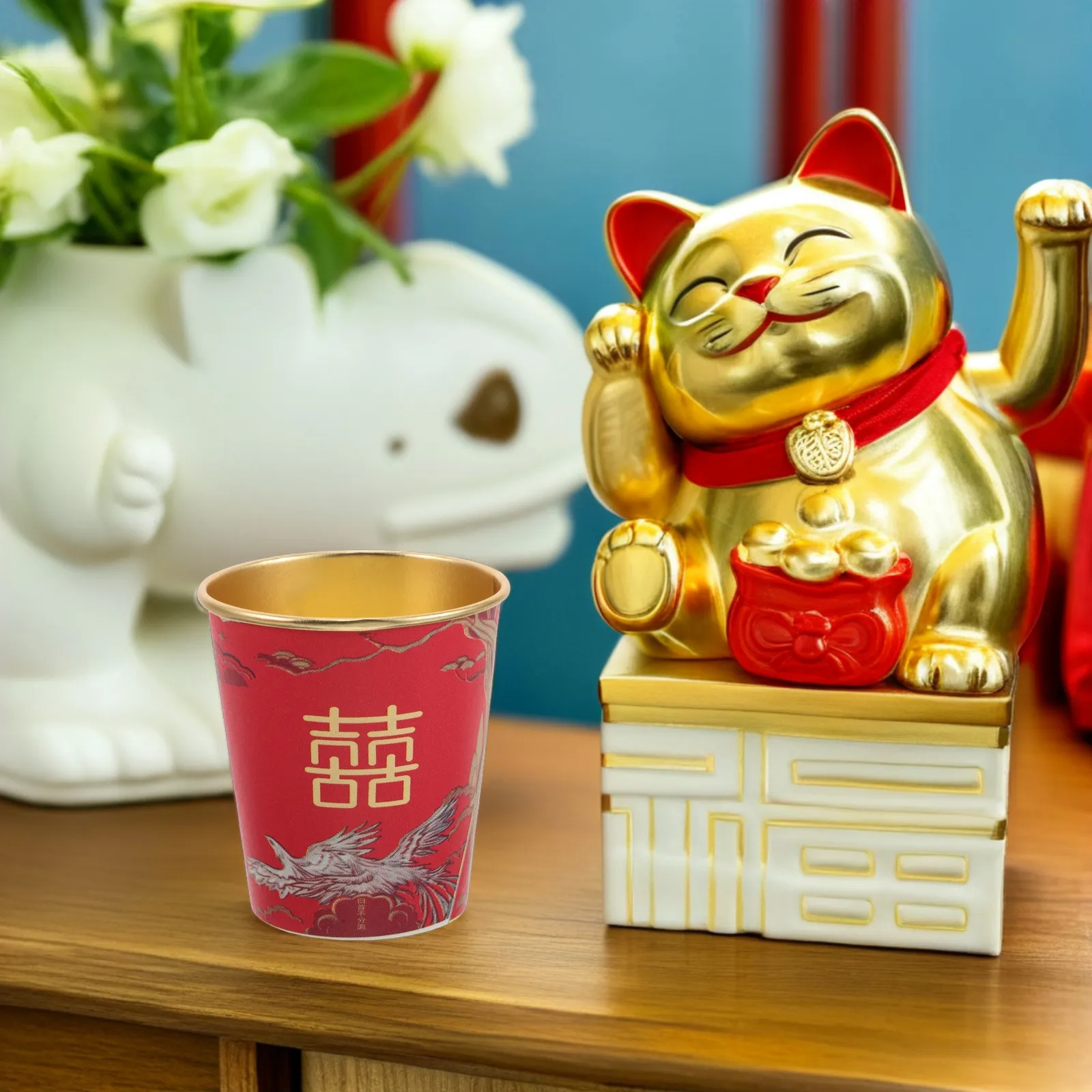 50 Pcs Banquet Single Time Cups Bridal Party Chinese Paper Tea for Wedding Reception