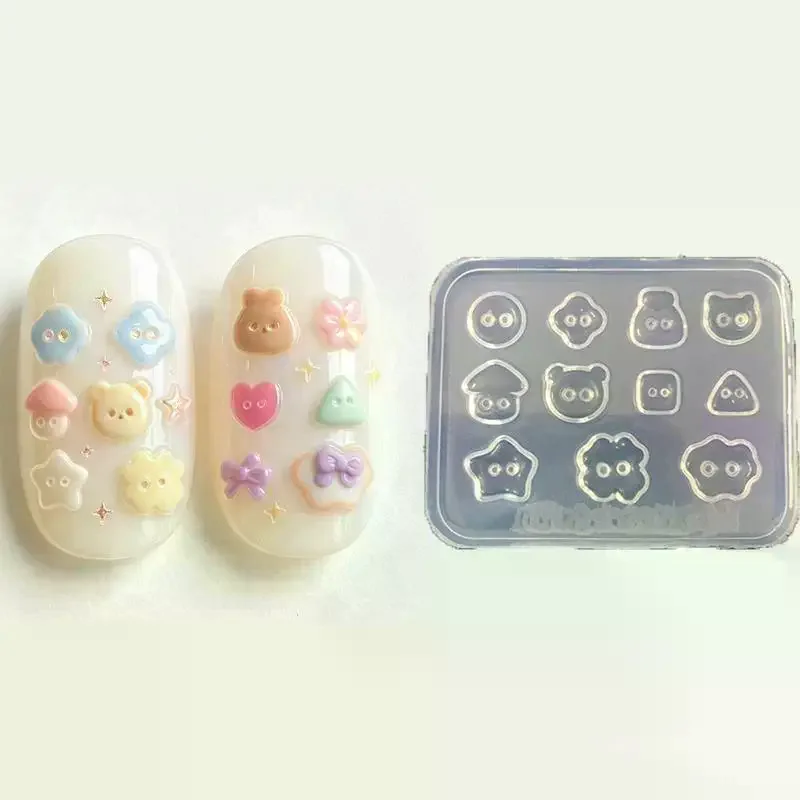 1/2Pcs New-style Nail Art Button Mold For Hand-applied Nail Decorations, Featuring Zoo Animals Such As Bears And Rabbits.
