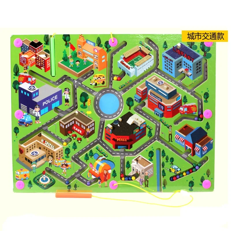 Labyrinthe magnétique d'équilibre éducatif, Cube Animal de grande taille, Puzzle, jouet, jeu de jeux magiques en bois, aimant pour enfants et adultes