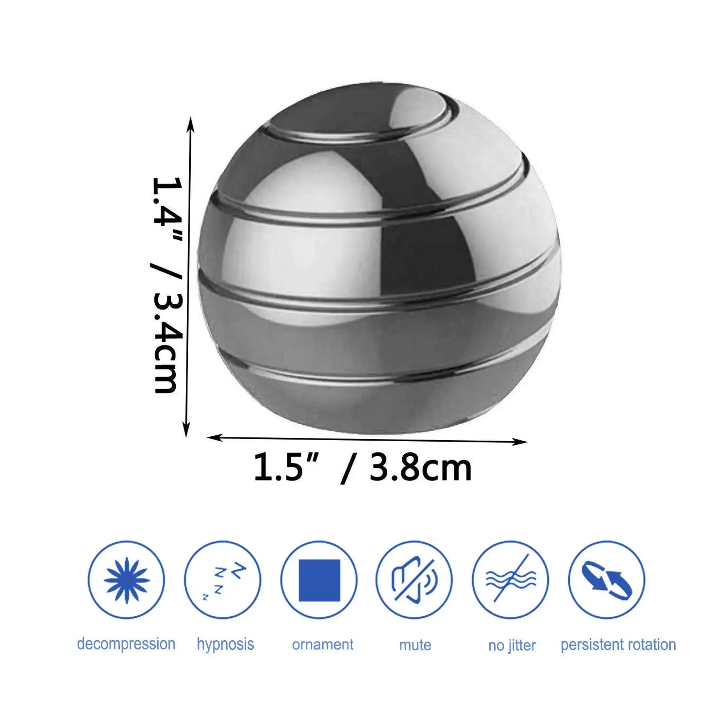 Adult Desktop Stress Relief Metal Bauble Aluminum Alloy Decompression Hypnosis Rotary Gyro Fingertip Toy Kinetic Round Spinner G