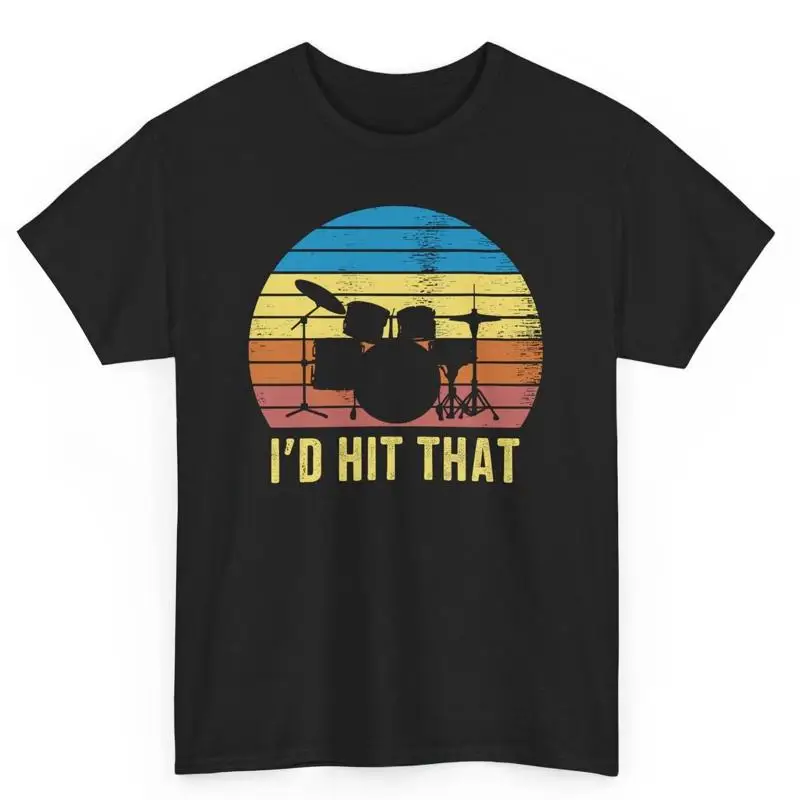 

Retro I'D Hit That Funny Drummer T Shirt Vintage Drums Percussion