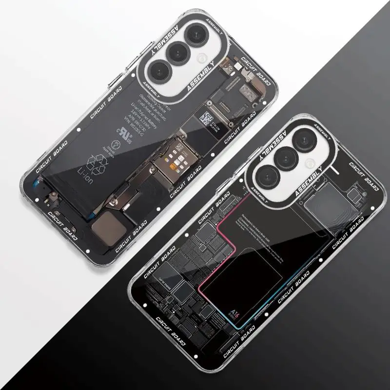 Circuit Board Pattern Case for Samsung Galaxy A53 A54 A73 A34 A33 A25 A24 A13 A14 A15 5G Transparent Soft