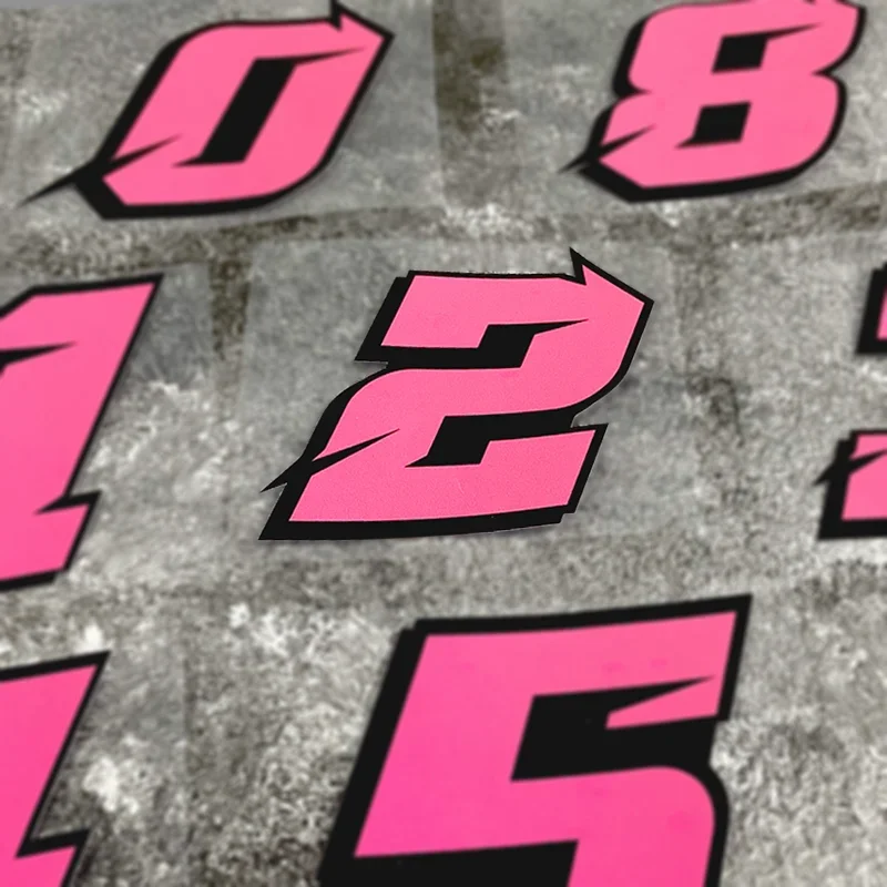 1Pc Pink 0123456789 Number Motorcycle Vinyl Stickers Waterproof Decals for Fuel Tank Helmet Electric Scooter Decor Accessories