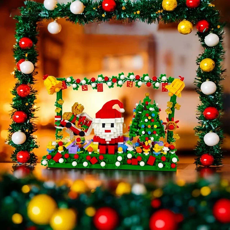 Presentes de natal papai noel árvore 1156 peças blocos de construção diy molduras bloco montagem brinquedos perto do ano brinquedos para crianças criança