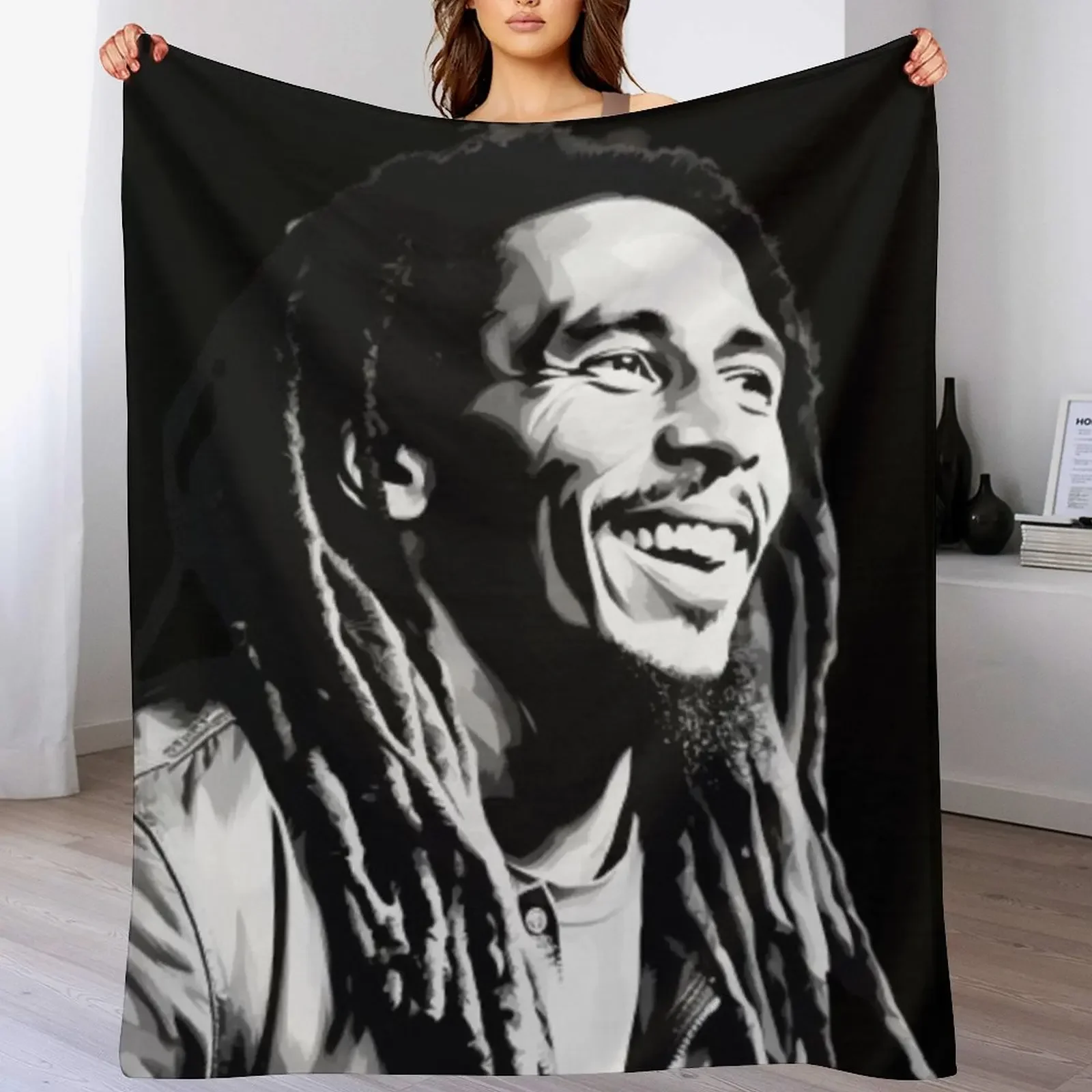 

Drawing Bob Marley Throw Blanket Ultra Soft Flannel Fleece Blanket for All Seasons