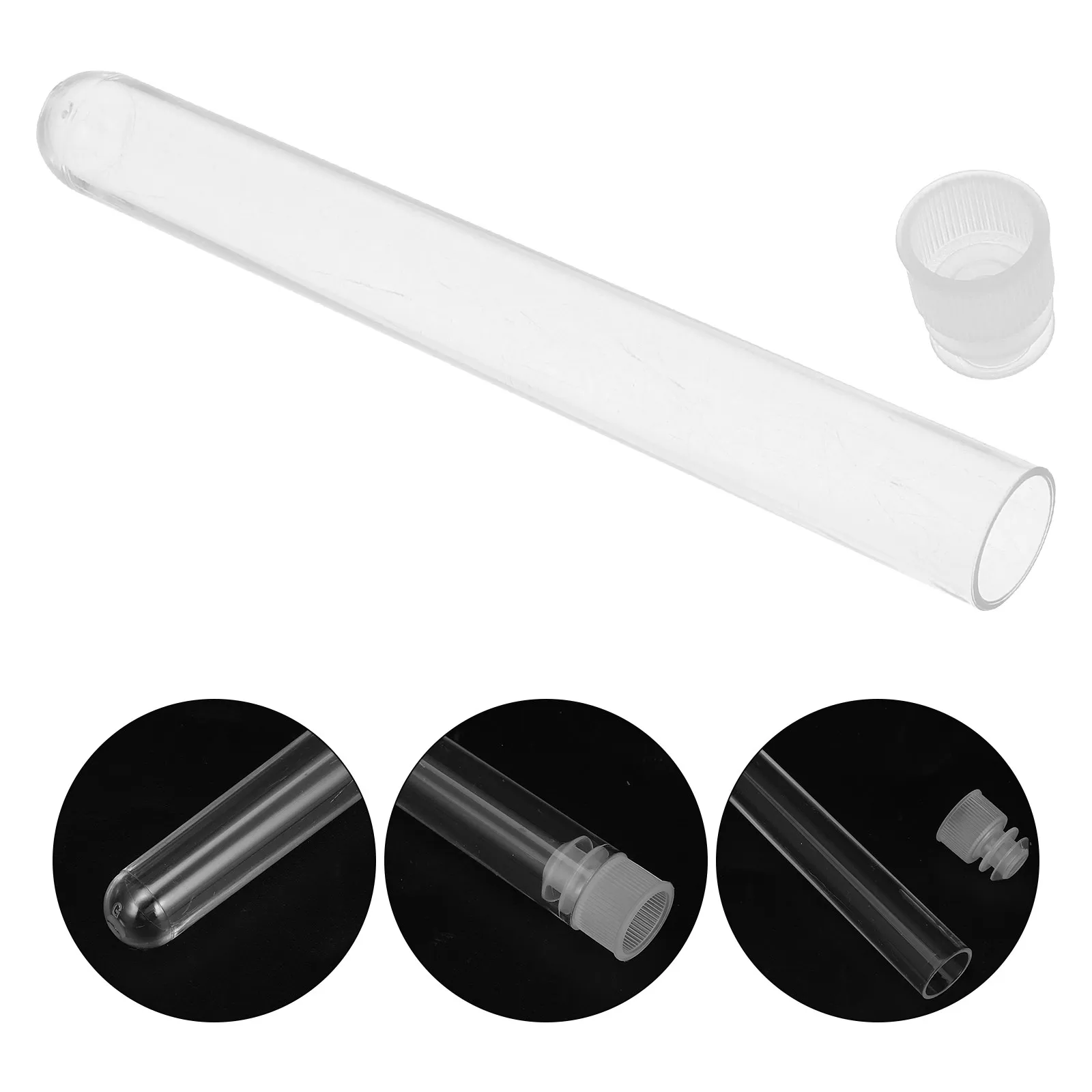 

50Pcs 12x100mm Plastic Test Tubes with Winged Caps, Transparent PS Disposable Sample Tubes for Lab Experiments，Scientific