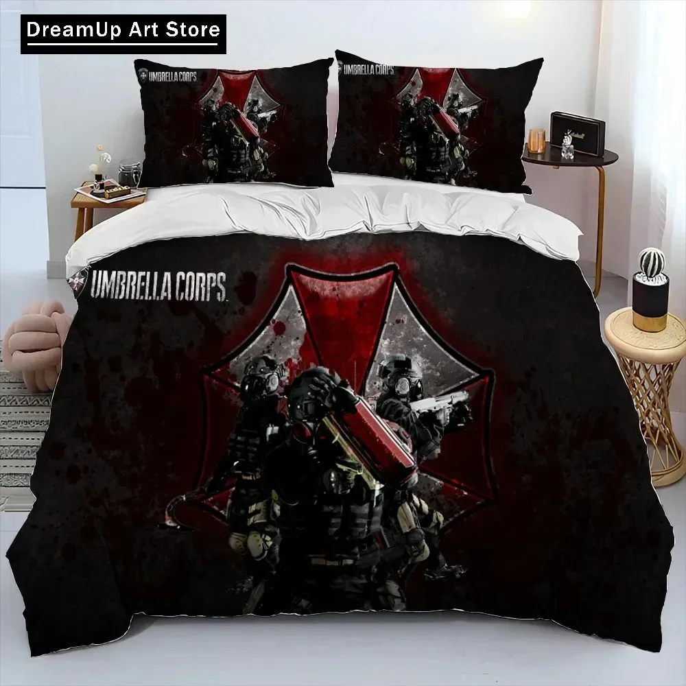 ثلاثية الأبعاد R-Resident Evil Games ألعاب المعزي طقم سرير ، غطاء لحاف طقم سرير غطاء لحاف المخدة ، الملك الملكة حجم طقم سرير الأولاد