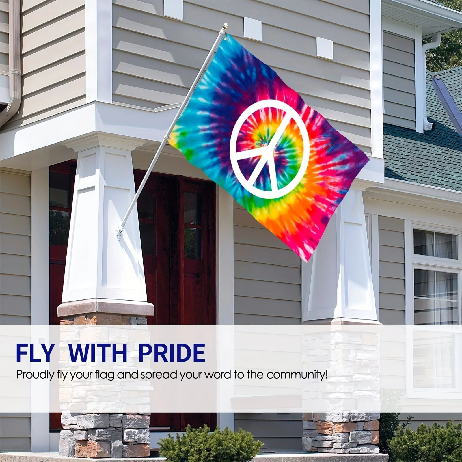 1pc Peace Sign Tie-Dye Flag 90*150cm Durable Flag, Ideal for Any Balcony Or Courtyard, Garden Decorative Outdoor Banner