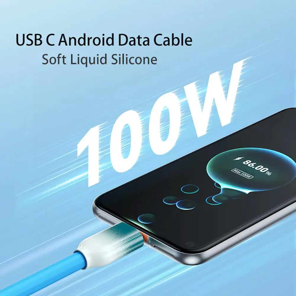 100w 6a usb c cabo de dados de carregamento rápido para samsung xiaomi redmi huawei honra oppo oneplus usb tipo c silicone líquido de alta velocidade