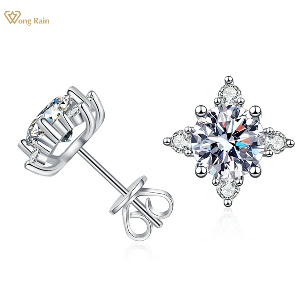 

Wong Rain 18K Gold Plated 925 Sterling Silver VVS1 6.5MM Real Moissanite D Diamond Studs Earrings Wedding Engagment Jewelry GRA