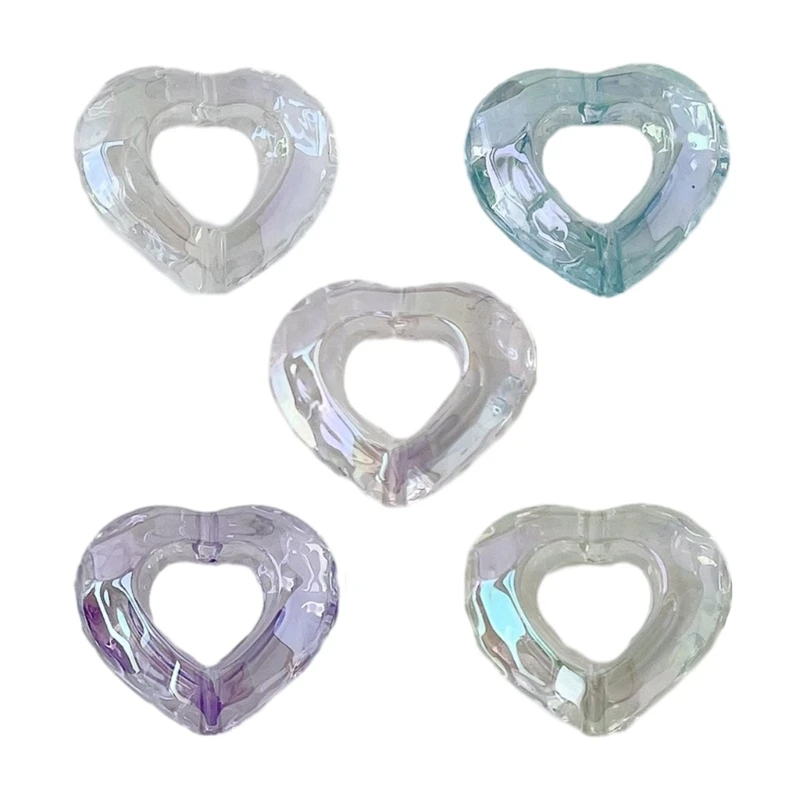 F42F Acrylic Colorful Clear Spacer Beads Hearts Shape Loose Beads Jewelry Making Beads DIY Handmade Phone Chain Accessories