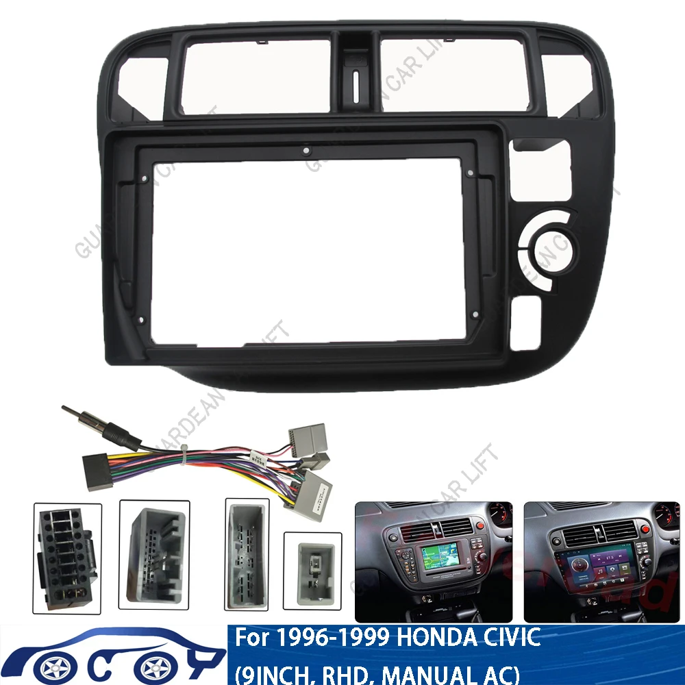 

9Inch Car Radio Fascias For Honda Civic 1996 1997 1998 1999 Auto Android MP5 Player Panel Frame 2Din Head Unit Stereo Dash Cover