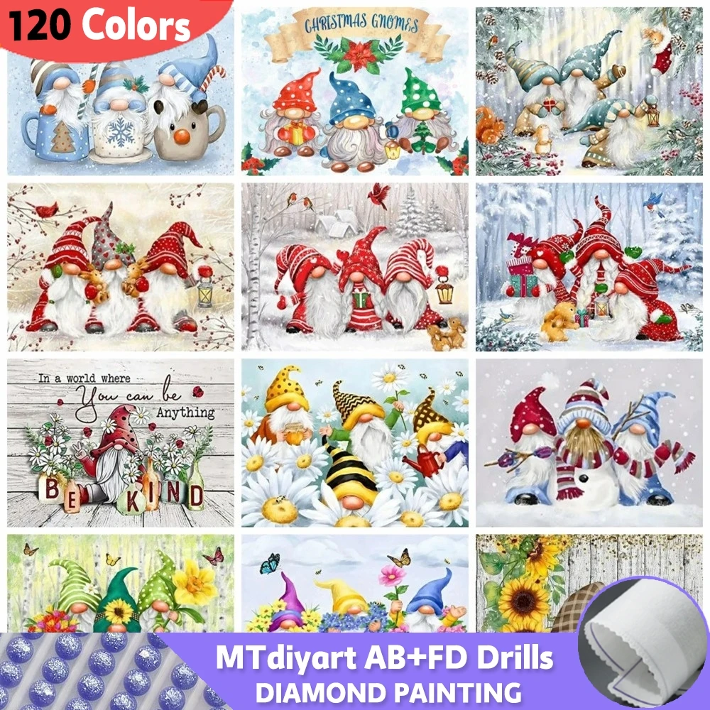 120 Colors Dwarf AB Fairy Dust Diamond Painting Set Santa Claus Cartoon Decor Embroidery Mosaic Winter Christmas Handmade Gift