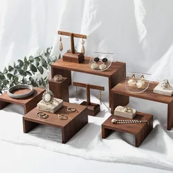 Creative Walnut Ladder Jewelry Display Stand Earrings Display Bracelet Necklace Ring Necklace Holder Rack